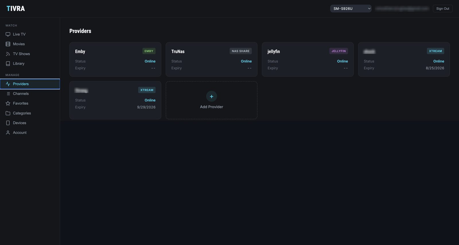 TIVRA Dashboard - Provider Management