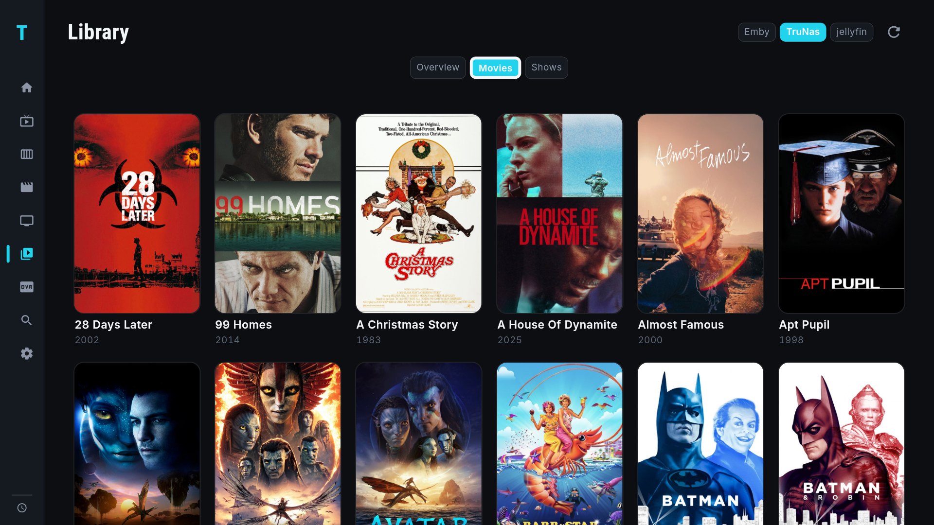 Library section showing a NAS movie collection with posters